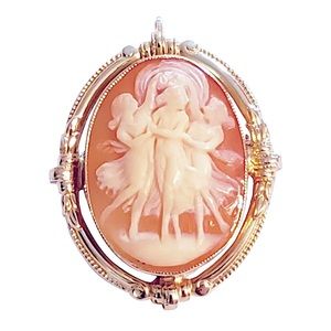 Rare 14KYG ESEMCO "The Three Graces"💕Cameo Pin/Brooch